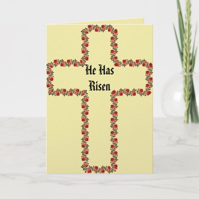 Tarjeta Cross Of Flowers Easter Greeting Card (Anverso)