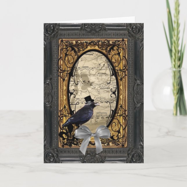 Tarjeta Crow boda gótico vintage divertido (Anverso)