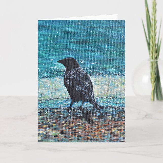 Tarjeta Crow en la pintura de la playa (Anverso)