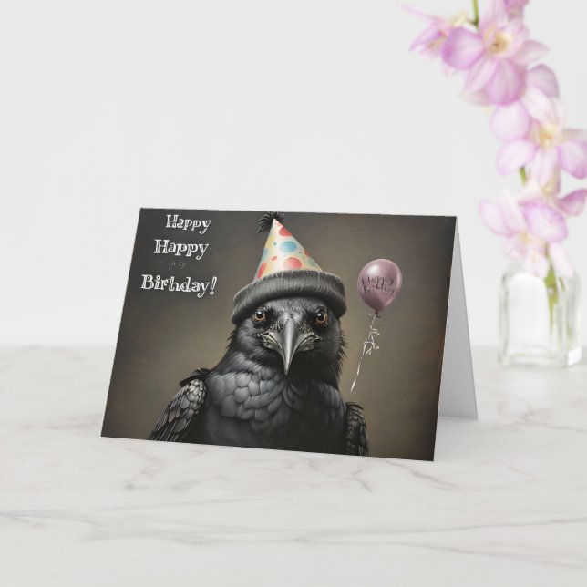 Tarjeta Crow feliz cumpleaños (Orquídea)