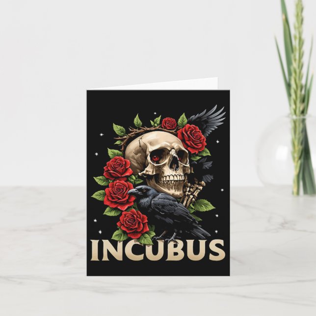 Tarjeta Crow Incubus Crow Left Skull Flower Halloween 2 (Anverso)