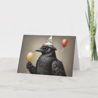 Crow sosteniendo globo amarillo feliz gorra de cum