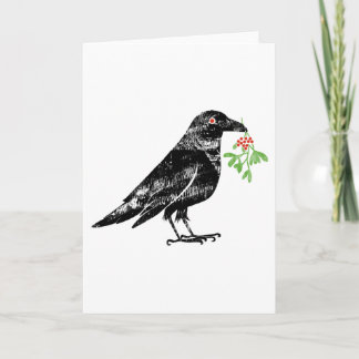 Tarjeta Crow with Mistletoe in it's beak 5"x7" 