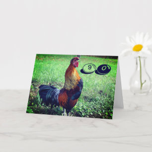 Tarjeta Crowing Rooster Funny 90 cumpleaños
