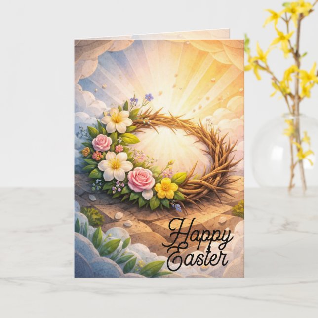 Tarjeta Crown of Thorns Vertical Folded Easter Card (flor amarilla)