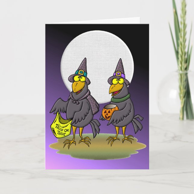 Tarjeta Crows de Halloween (Anverso)