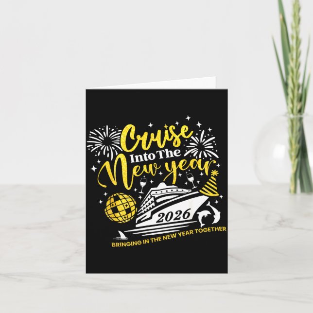 Tarjeta Crucero al Año Nuevo Divertido Barco de Crucero 20 (Anverso)