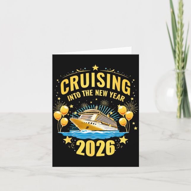 Tarjeta Crucero de Año Nuevo 2026 Fiesta Viaje Crucero Int (Anverso)