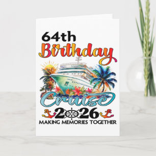 Tarjeta Crucero de cumpleaños 64 2026 Vacaciones de crucer