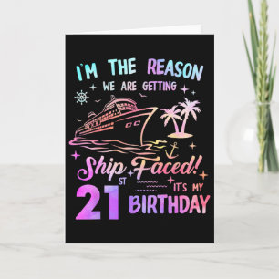 Tarjeta Crucero de cumpleaños número 21 del barco 21 años