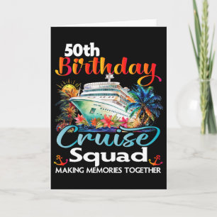 Tarjeta Crucero de cumpleaños número 50 amigos familia vac