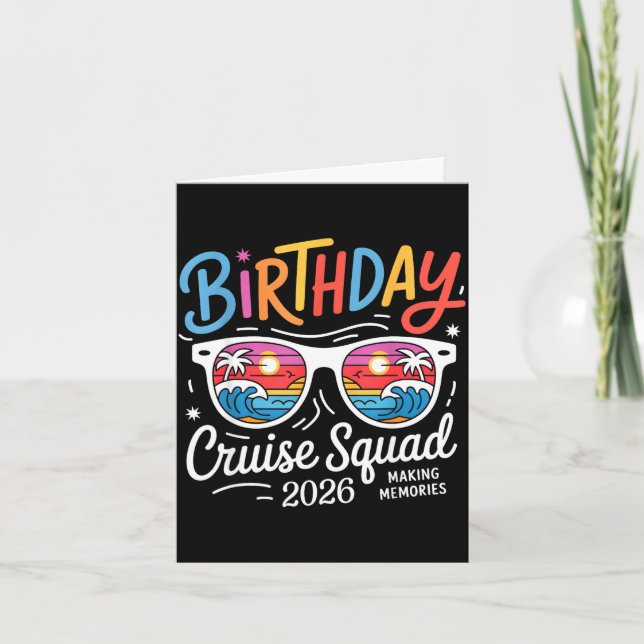 Tarjeta Crucero de cumpleaños tripulación familiar vacacio (Anverso)