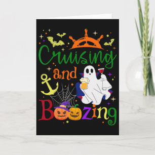 Tarjeta Crucero de Halloween de fantasmas espeluznantes y 