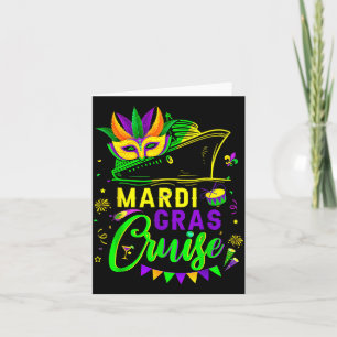 Tarjeta crucero de Mardi gras con máscara de crucero fiest