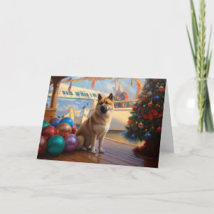 Tarjeta Crucero de Navidad del Akita Americano: Vacaciones