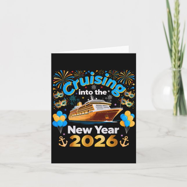 Tarjeta Crucero de vacaciones de Nochevieja de 2026 (Anverso)
