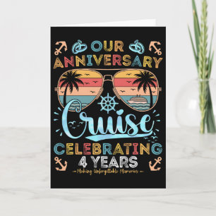 Tarjeta Crucero del 4º Aniversario Celebrando 4 Años para