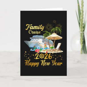 Tarjeta Crucero Familiar 2026 Feliz Año Nuevo 