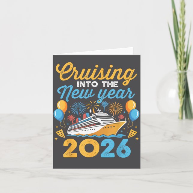 Tarjeta Crucero Familiar de Celebración para el Año Nuevo  (Anverso)