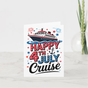 Tarjeta Crucero Feliz 4 De Julio Familia Combinando Rojo B