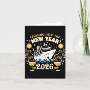 Tarjeta Crucero hacia el nuevo año 2026 Familia Año Nuevo 