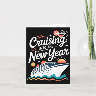 Tarjeta Crucero hacia la fiesta de crucero de año nuevo Pu