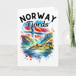 Tarjeta Crucero por los Fiordos de Noruega Bandera Noruega