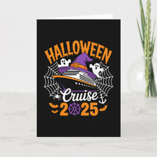 Tarjeta Crucero Retro de Halloween 2025 para Familias con 