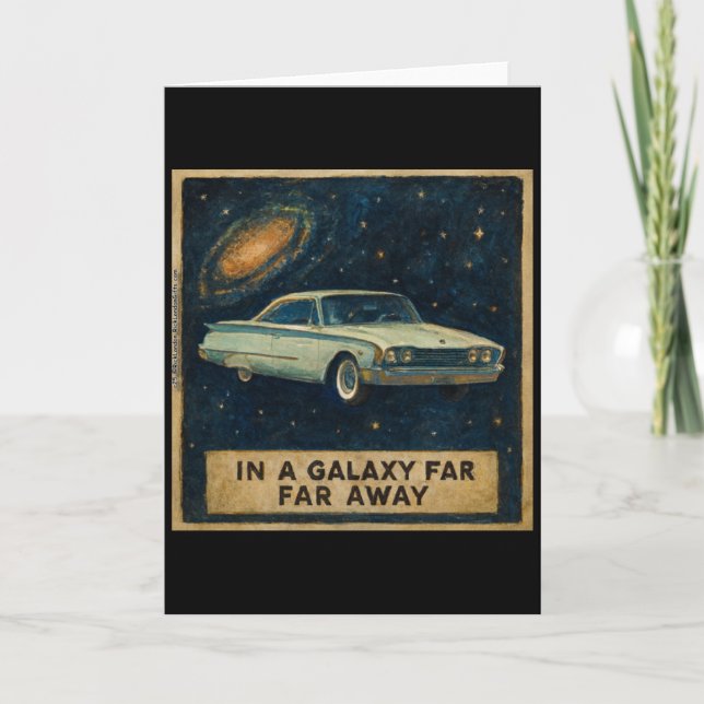 Tarjeta Crucero Retro en el Espacio Profundo  (Anverso)