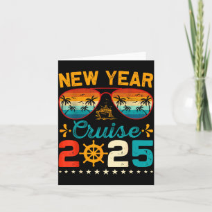 Tarjeta Crucero Vintage Año Nuevo 2025 Familia Coincidente
