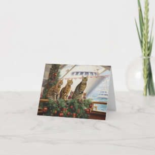 Tarjeta Cruceros de Navidades de gatos bengalíes: feroz fe
