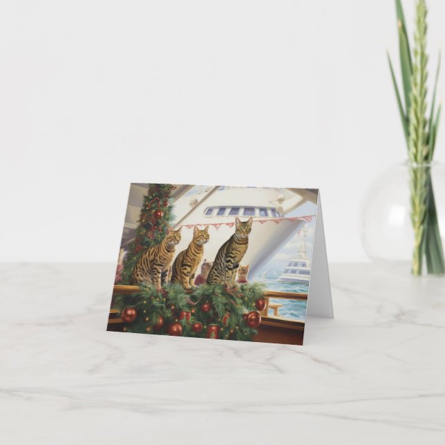Tarjeta Cruceros de Navidades de gatos bengalíes: feroz fe (Anverso)