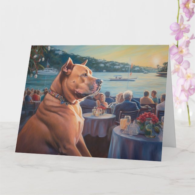 Tarjeta Cruceros Navidades de American Staffordshire: Atra (Orquídea)