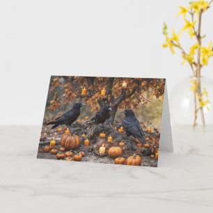 Tarjeta Cruces de caminos con calabazas Edgar Allan Poe