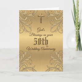 Tarjeta Crucifijo de Bodas de Oro 50 Aniversario Escritura