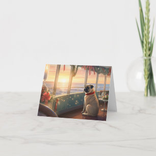 Tarjeta Cruise de Navidades Pug: Atractivo viaje feriado