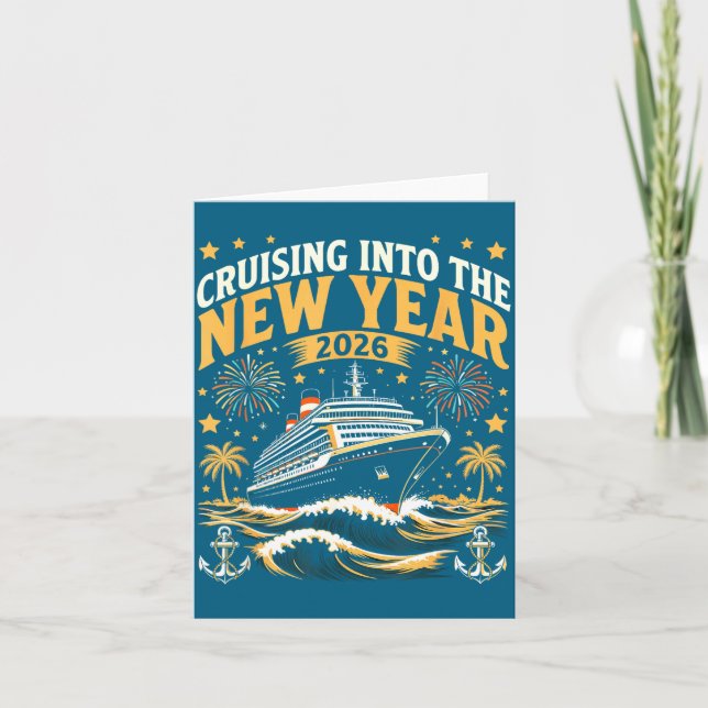 Tarjeta Cruising Into 2026 New Years Eve Party Favors Fami (Anverso)