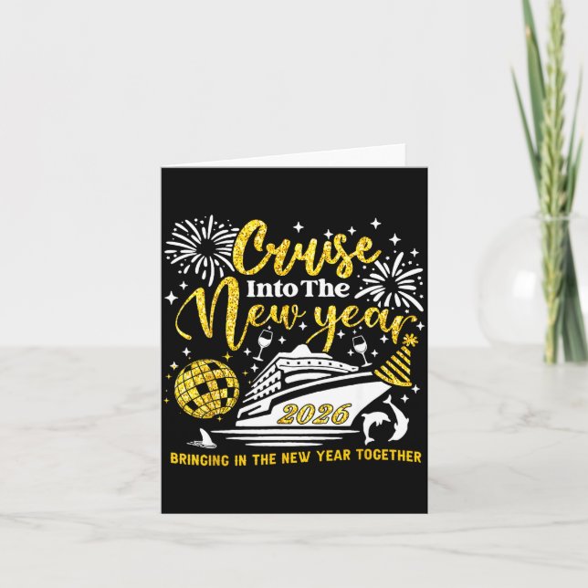 Tarjeta Cruising Into El Año Nuevo 2026 Feliz Año Nuevo Va (Anverso)