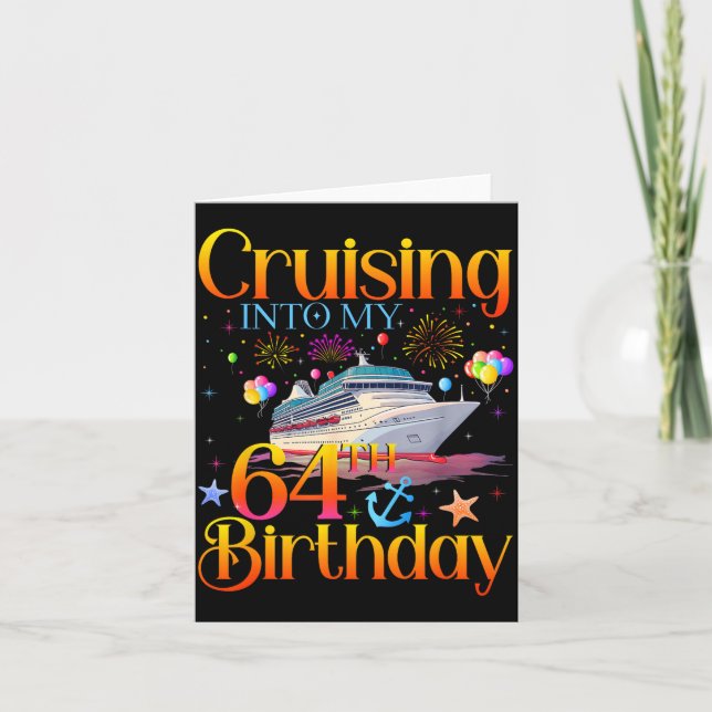 Tarjeta Cruising Into My 64th Birthday Cruise 64 Year Old  (Anverso)