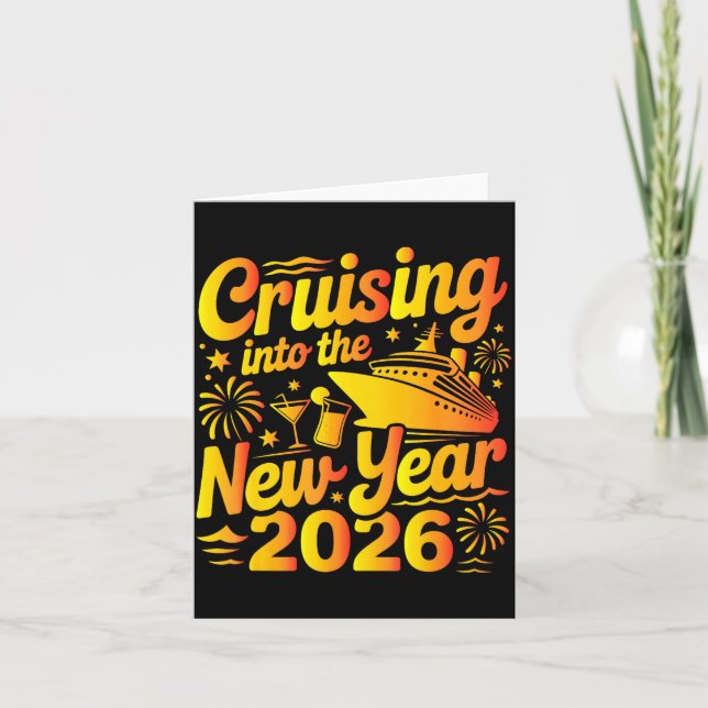 Tarjeta Cruising Into The New Year 2026 Family Cruise Vaca (Anverso)