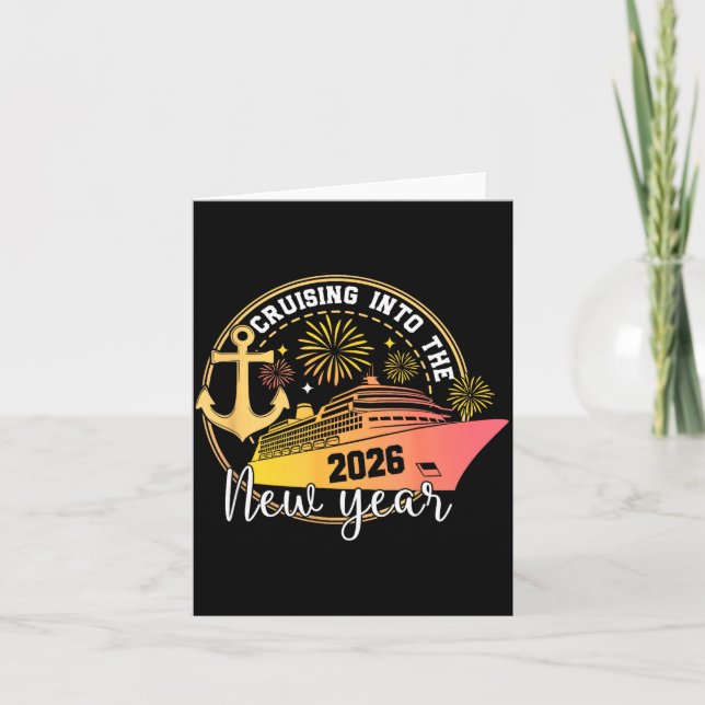 Tarjeta Cruising Into The New Year 2026 Happy Family Trips (Anverso)