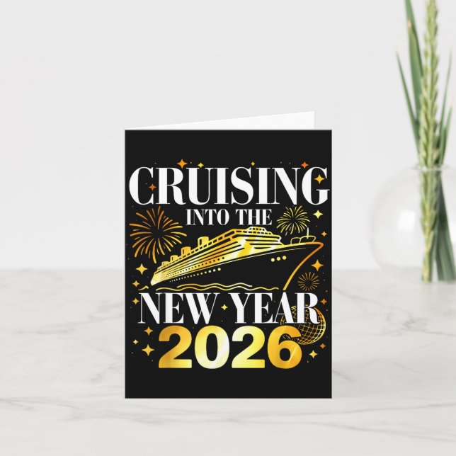 Tarjeta Cruising Into The New Year 2026 Happy New Year Fam (Anverso)