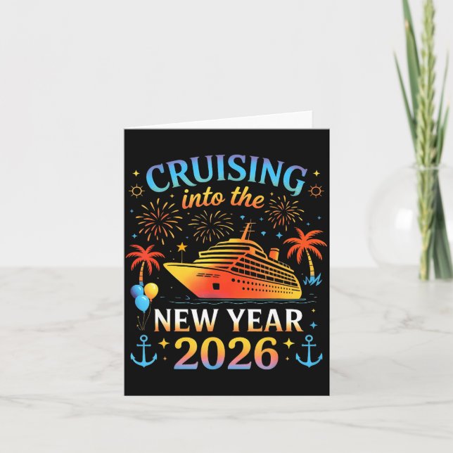 Tarjeta Cruising Into The New Year 2026 Happy New Year Fam (Anverso)