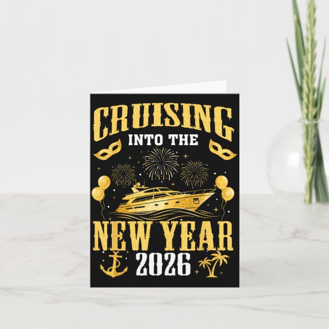 Tarjeta Cruising Into The New Year 2026 New Year Eve Famil (Anverso)
