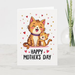 Tarjeta crujiente del día de la madre felina