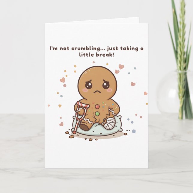 Tarjeta Crumbling, Cute Puchi Gingerbread Get Well Card (Anverso)