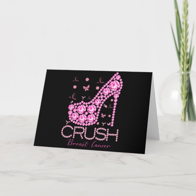Tarjeta Crush Breast Cancer Awareness Bling Pink Ribbon (Anverso)