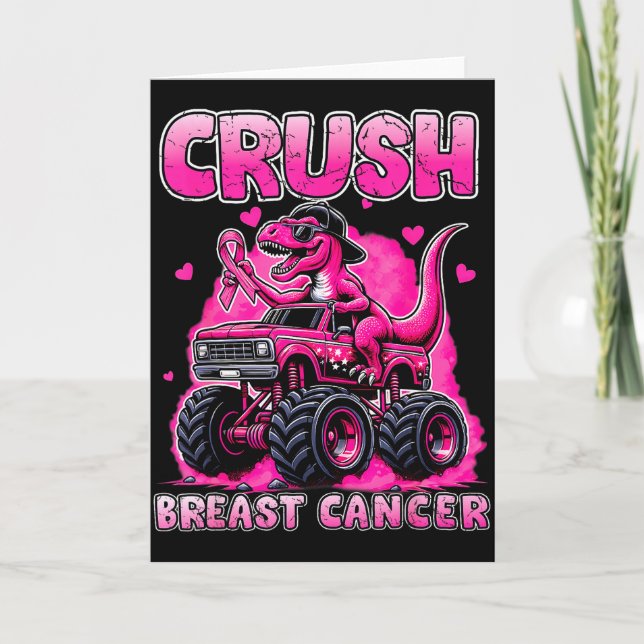 Tarjeta Crush Breast Cancer Awareness T Rex Monster Truck  (Anverso)