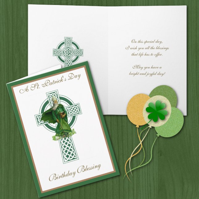 Tarjeta Cruz Céltica Verde de Cumpleaños de San Patricio (Subido por el creador)