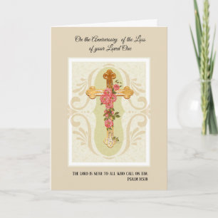 Tarjeta Cruz con Rosas Aniversario de Fallecimiento Ser Qu